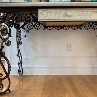Door Top Iron Base Console Table with Mirror 