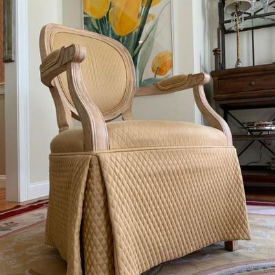 Quilted Oval Back Accent Chairs with Skirt 