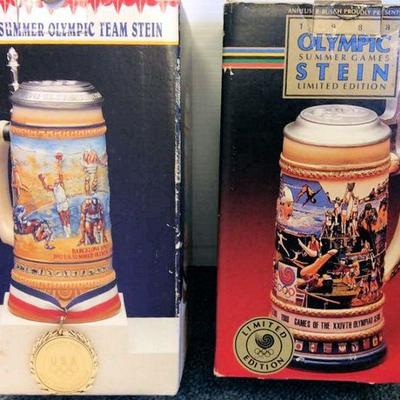 BSO007 Two Budweiser Olympics Commemorative Steins 