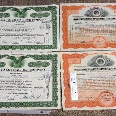 KFC056 Lot of Four Vintage Stock Certificates