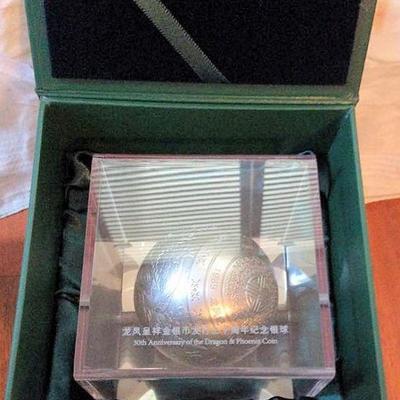 KFC003 Globe .999 Fine Silver 1000 Grams 30th Anniversary of the Dragon with COA