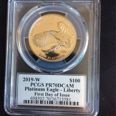 KFC031 US Mint 2019 $100 Platimum Eagle LIberty, PCGS PR70DCAM