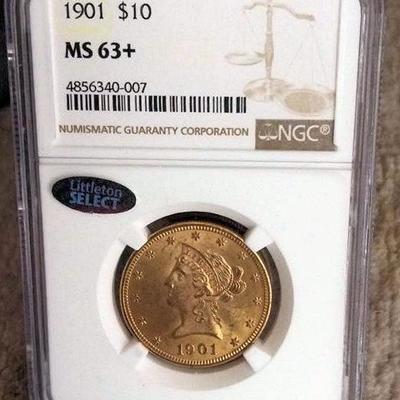 KFC024 Gold 1901 Liberty $10 Coin