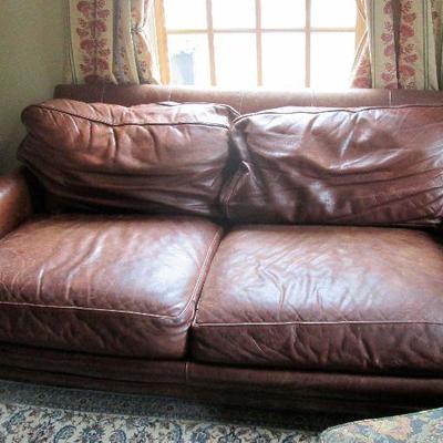 Lee Industries Genuine Leather Sofa Couch