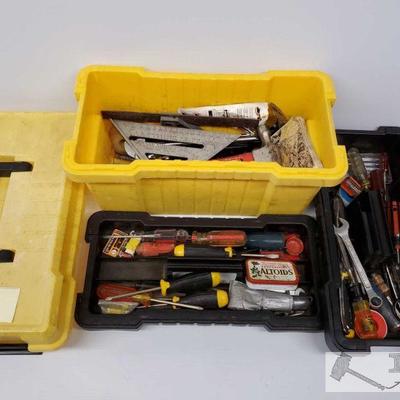 Tool Box with Three Compartments and Misc tools
Tool brands include stanley, Task force, craftsman and more! 
OS19-020453.1