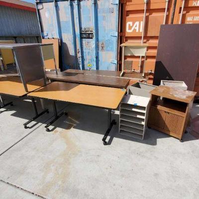 Approx. Twenty-Three Office Tables, Desks and Rolling Cabinets
Sizes vary from approx 30