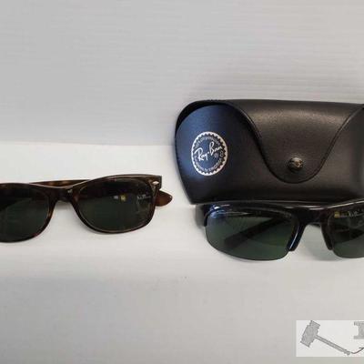 2 Pairs of Ray-Ban Sunglasses (Not Authenticate)
Two Pairs of Ray-Ban Sunglasses one w/ case. 
OS19-022403.10