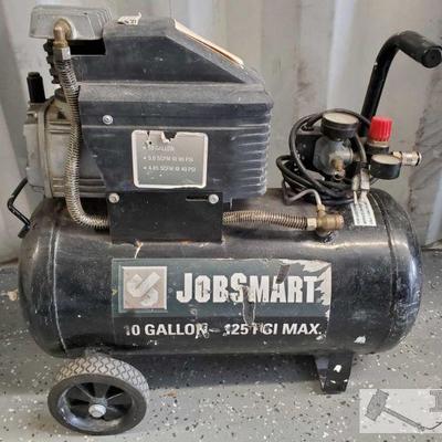 JobSmart 10Gal. Air Compressor on Wheels
JobSmart 10Gal. Air Compressor on Wheels. 125PSI Max 
OS15-239018.10