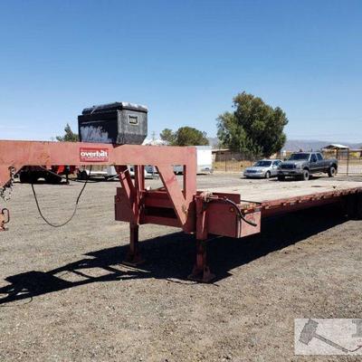 99-2002 40ft Overbilt 20 Ton Hydraulic Tilt Goose Neck Trailer, Dexter Axles, Includes 3