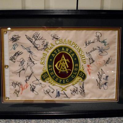2001 PGA Championship autographed flag