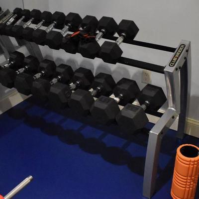 Dumbbells and rack
