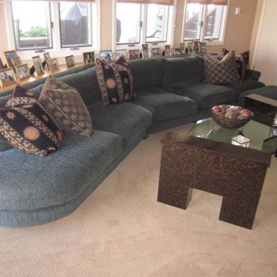 Custom Dark Green Stunning Sectional Sofa 