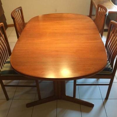 Midcentury Modern Teak Table with Chairs