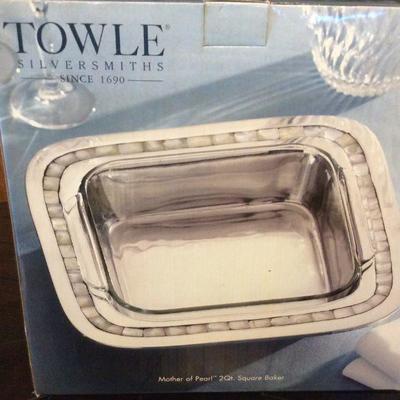 Towle serving dish with mother of pearl inlay