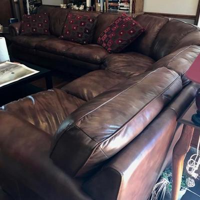 Brown leather sectional sofa $799 FIRM