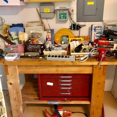 (Work bench and red tool box not for sale