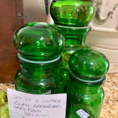 Set of 3 Vintage Belgian Apothecary Jars