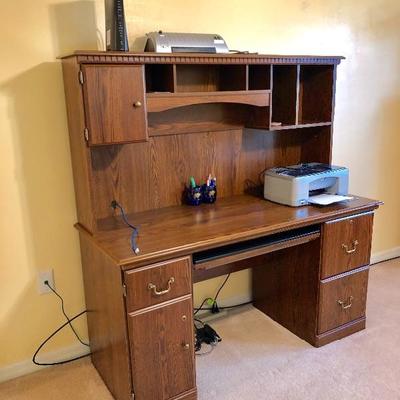 Wood Desk with Hutch and locking file drawers - $120
(59W  23-1/2D 60H)

