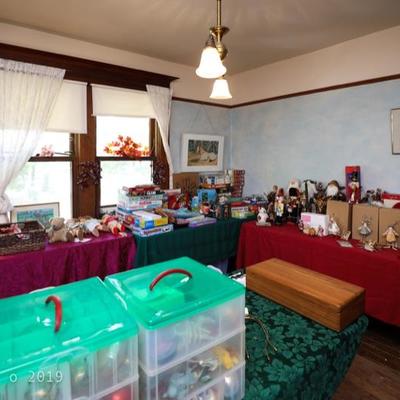 antique christmas decorations, collectible toys and table games