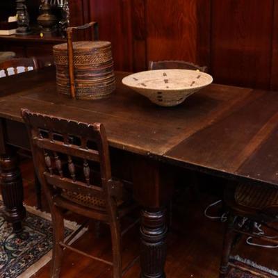 1880's farmer table with removable top and chairs