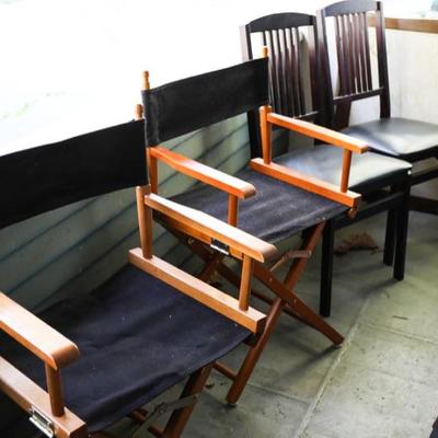 director chairs and wooden game  folded  table  and  chairs