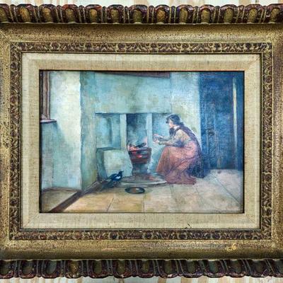 George Sheridan Knowles Oil Painting of Figure Seated in Interior 1890