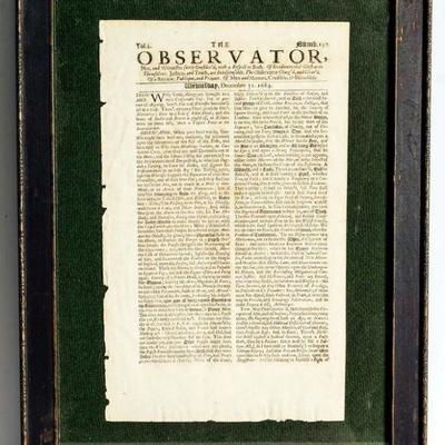 THE OBSERVATOR Newspaper, December 31, 1684, Volume 2, No. 192. London 