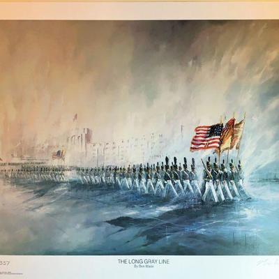 Rare Signed Ltd. Ed. Print THE LONG GREY LINE by Ben Maile, 1989 - 1st Series with West Point Seal