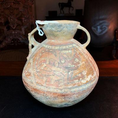 Pre-columbian polychrome terracotta olla pottery