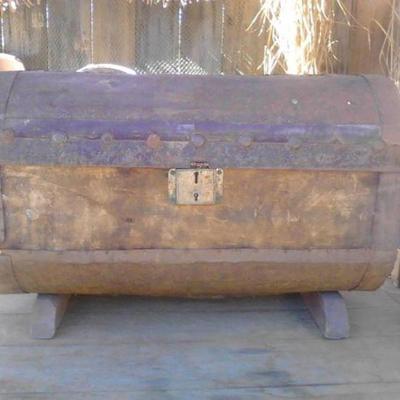 Genuine Antique Civil War Wooden & Metal Chest / Trunk  