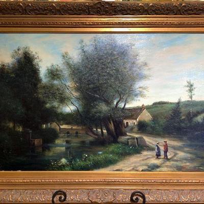 Large Original Figural Landscape Oil Painting by Paul Pollars  