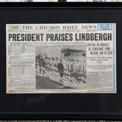 Chicago Daily News Newspaper with Article entitled "President Praises Lindbergh
