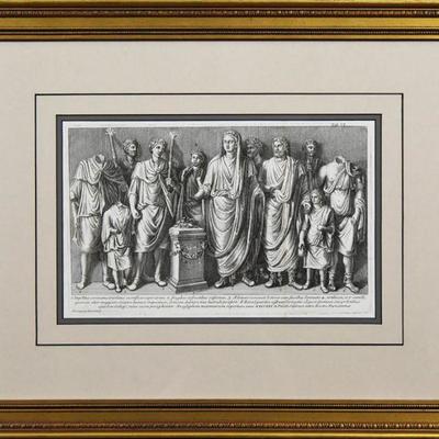 Rare 1738 Girolamo Hieronymus Rossi Engraving of the Nollekens Relief Found at Domitian's Palace