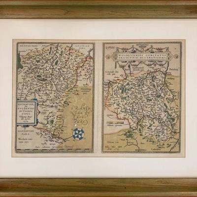 Rare Original 16th Century Hand Colored Double Page Copper Engraved Map(s) from from Theatrum Orbis Terrarium