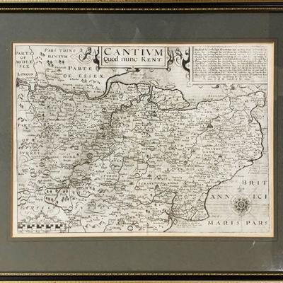 1607 Engraved Map by John Norden and William Kip "Cantivm Quod Nunc Kent"  