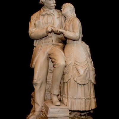Antique John Rogers Sculpture Entitled "Parting Promise"