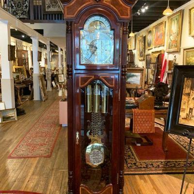 Howard Miller Deluxe Finial Pediment Traditional Cherry Grandfather Clock #611246