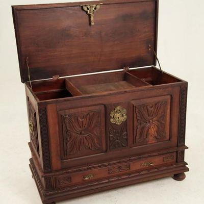 Beautiful Antique Hand Carved European Coffer / Chest  