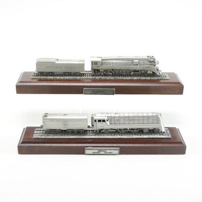 "Coast Daylight" And "Hiawatha" Scale Pewter Model Trains with Papers