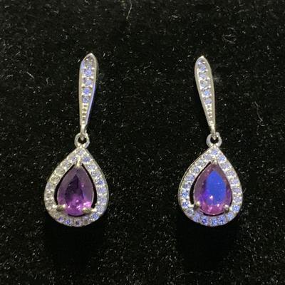 Amethyst & Diamond Earrings