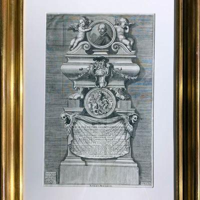 Very Rare 1674 Engraving EULOGY TO LUCAS HOLSTE (Lat. Holstenius), Head of the Vatican Library, Greatest Scholar of the 17th c.