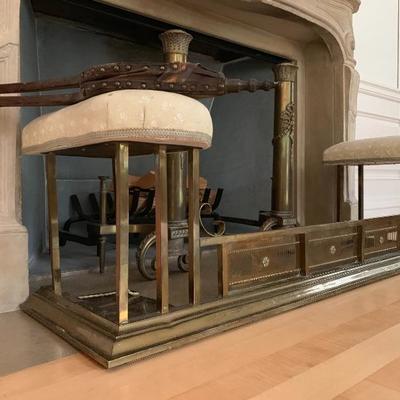 English Fireplace Fender with Seat