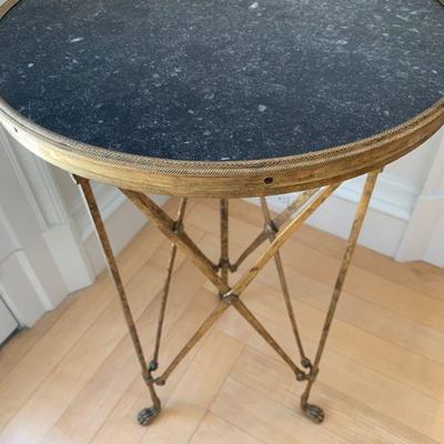 Pair of Fossil Marble and Bronze Gueridon Tables