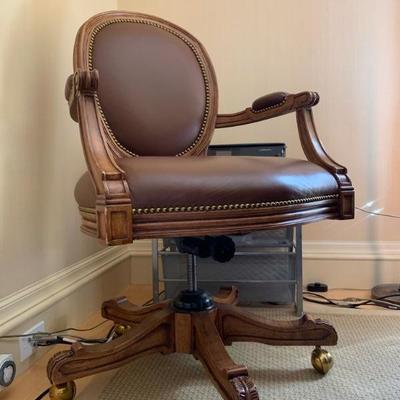 Leather Oval Back Executive Desk Chair on Casters