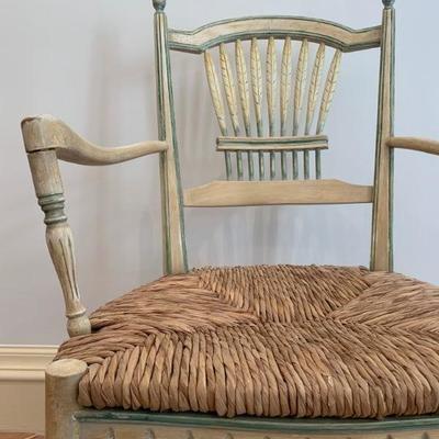 Wheatback Rush Seat Distressed Chairs, Set of EIGHT