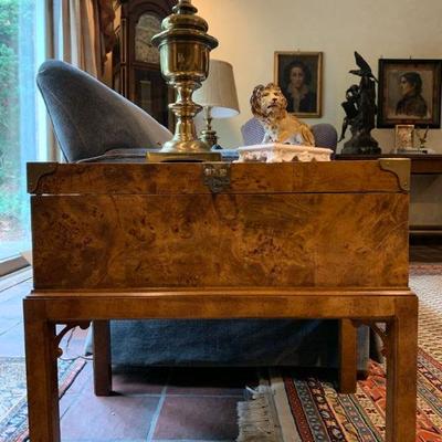 Burled Veneer Box on Stand 