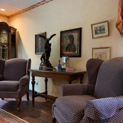 Wingback Armchairs, PAIR 