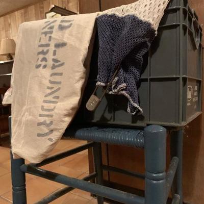 Vintage Laundry Bags, Milk Crates 