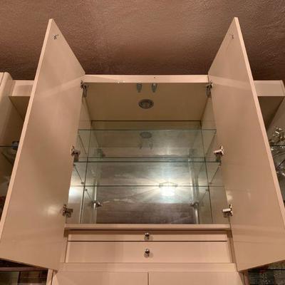 Vintage Mirrored Back Wall Unit Cabinet 