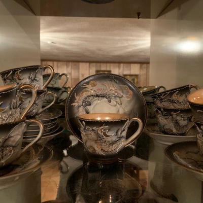 Demitasse Tea Cups with Dragon 